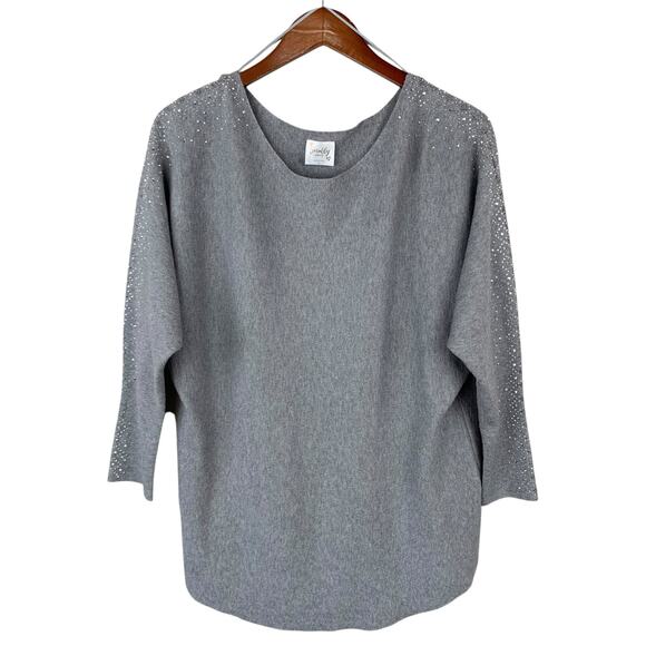 Siren Lily Maternity Sweater Embellished Rhinestone Grey Knit Women's L - Picture 1 of 7